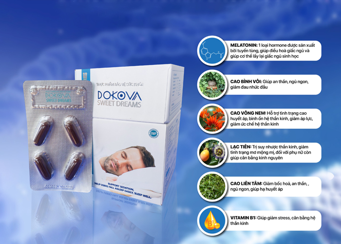 DOKOVA Sweet Dreams - Hỗ trợ an thần, cải thiện giấc ngủ hiệu quả