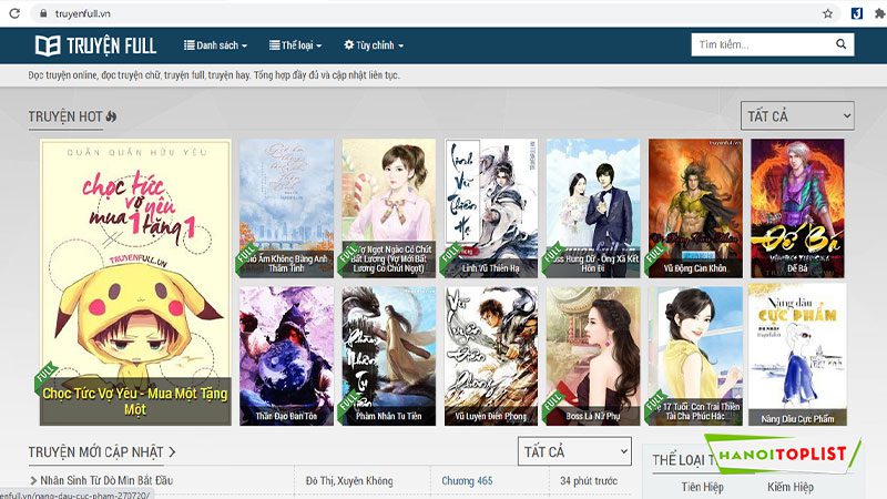 TruyenFull sở hữu một giao diện trực quan và kho truyện khổng lồ.