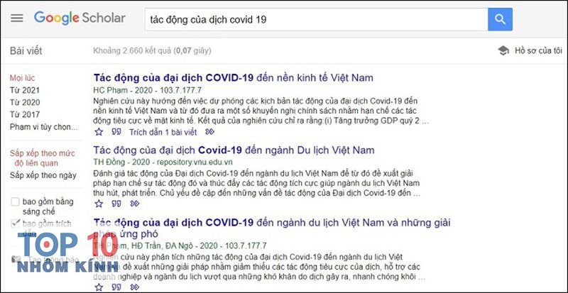 gg scholar là gì - Đọc nhanh trang kết quả