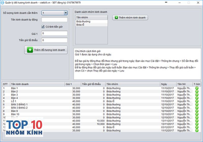 phần mềm tính tiền bida vietbill - Quản lý bàn và thời gian theo thời gian thực